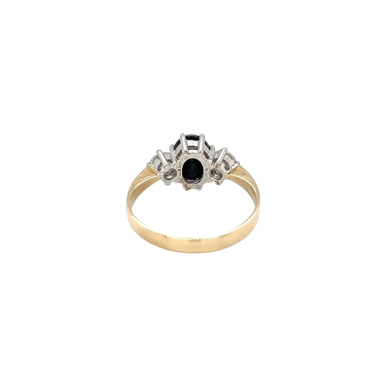 9ct Yellow Gold Sapphire & Diamond Three Stone Ring (P)