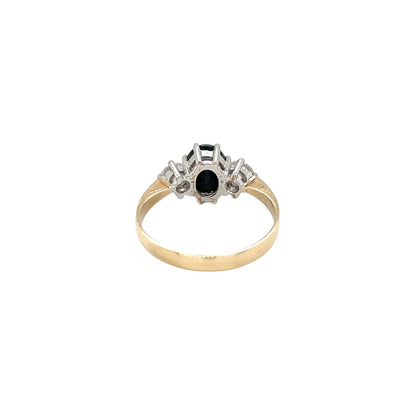9ct Yellow Gold Sapphire & Diamond Three Stone Ring (P)
