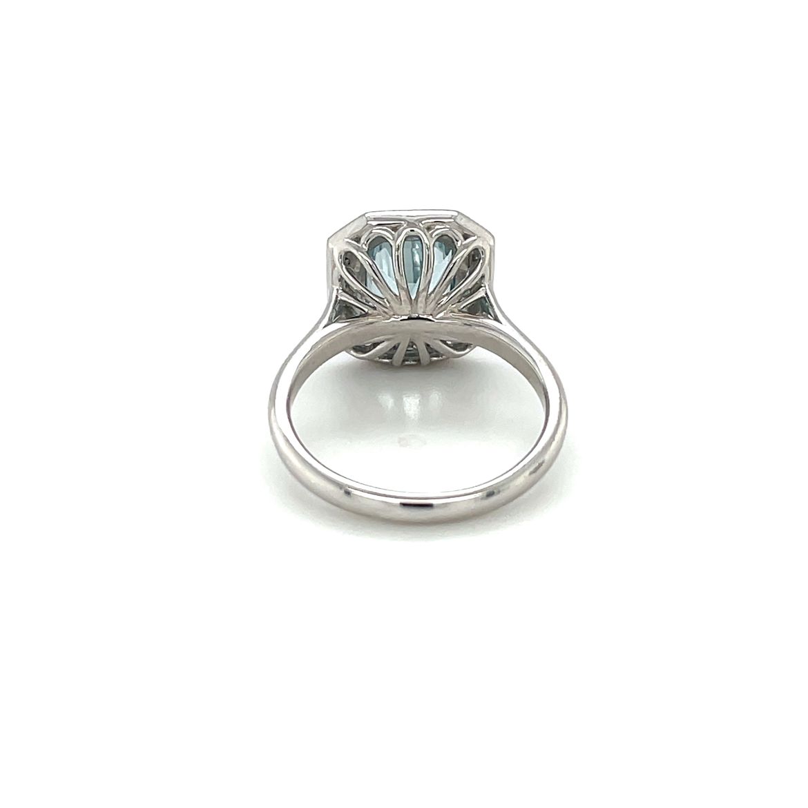 Platinum Aquamarine & Diamond Cluster Ring