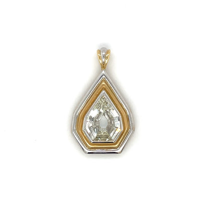 18ct Yellow & White Gold Shield-Cut Diamond Pendant