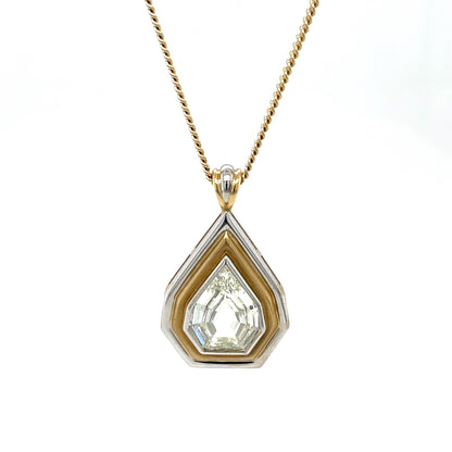 18ct Yellow & White Gold Shield-Cut Diamond Pendant