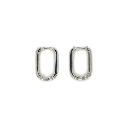 9ct White Gold Rectangular Hoop Earrings