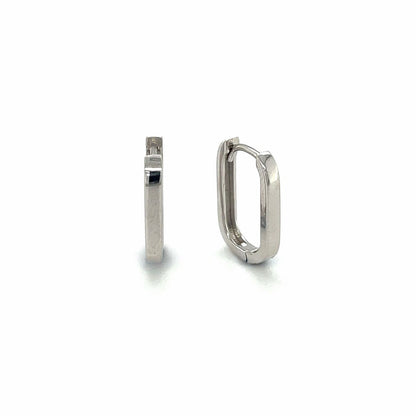 9ct White Gold Rectangular Hoop Earrings