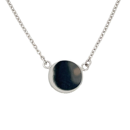 9ct White Gold Disc Pendant & Chain (16-18")