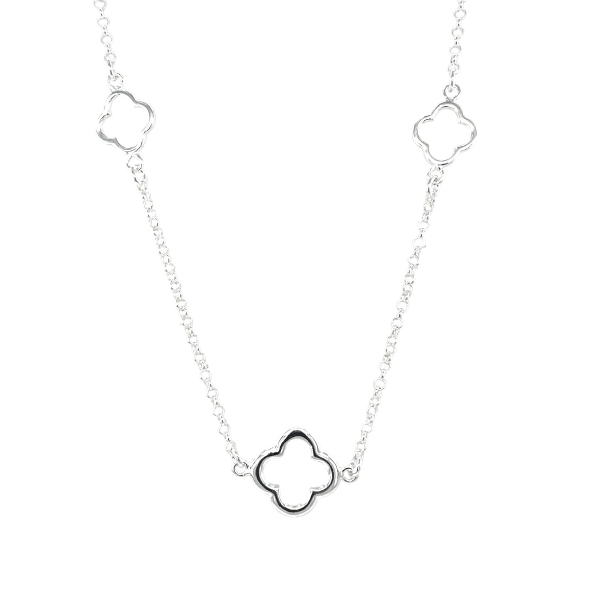 Silver Clover Necklace (18")