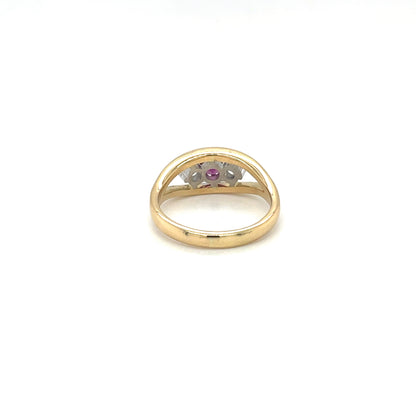 18ct Yellow Gold Ruby & Diamond Three Stone Ring