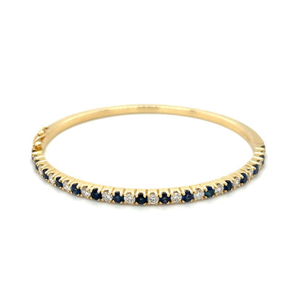 18ct Yellow Gold Sapphire & Diamond Hinged Bangle
