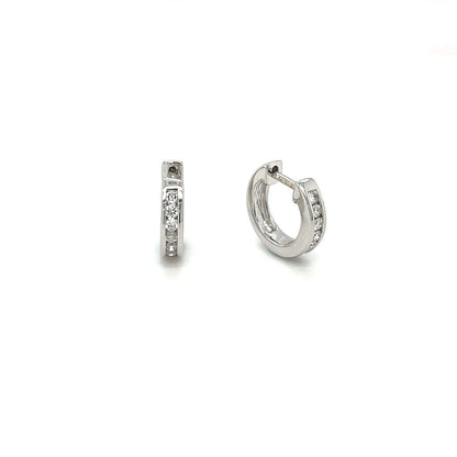 18ct White Gold Small Diamond Hoop Earrings