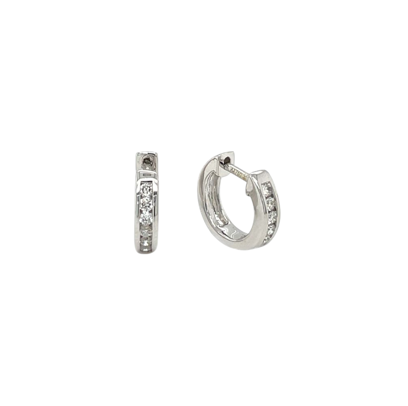 18ct White Gold Small Diamond Hoop Earrings