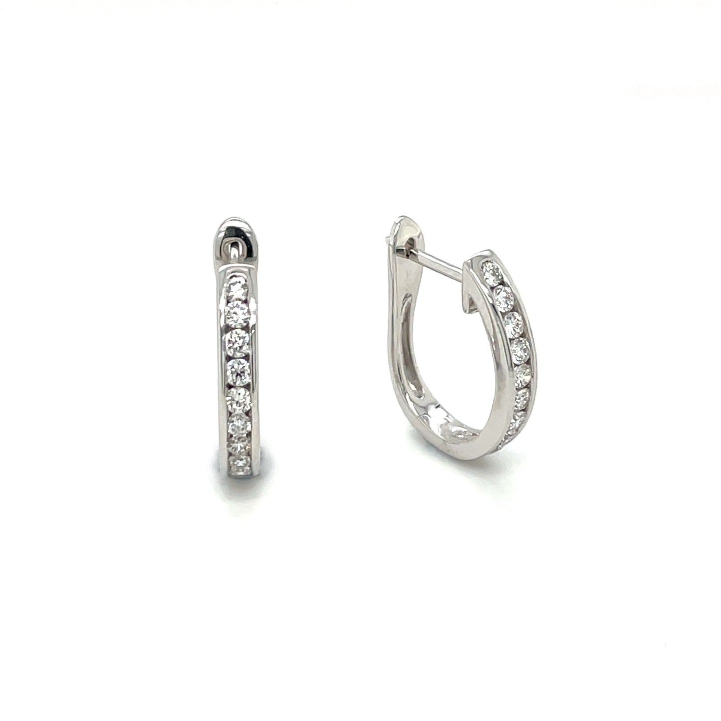18ct White Gold Diamond Hoop Earrings