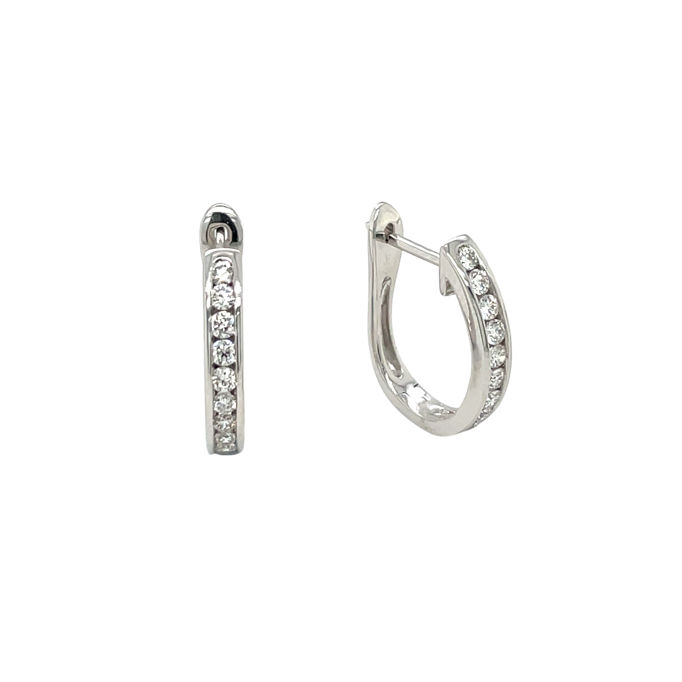 18ct White Gold Diamond Hoop Earrings