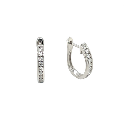 18ct White Gold Diamond Hoop Earrings