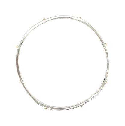 Silver Wavy Bangle With Gold Dots