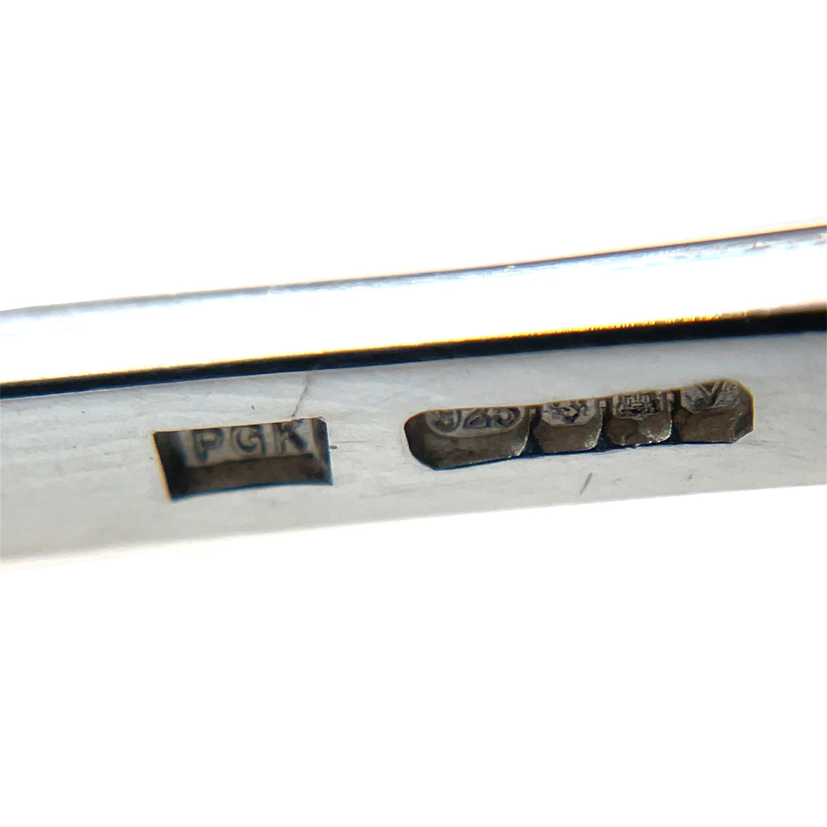 Silver Wavy Bangle With Gold Dots