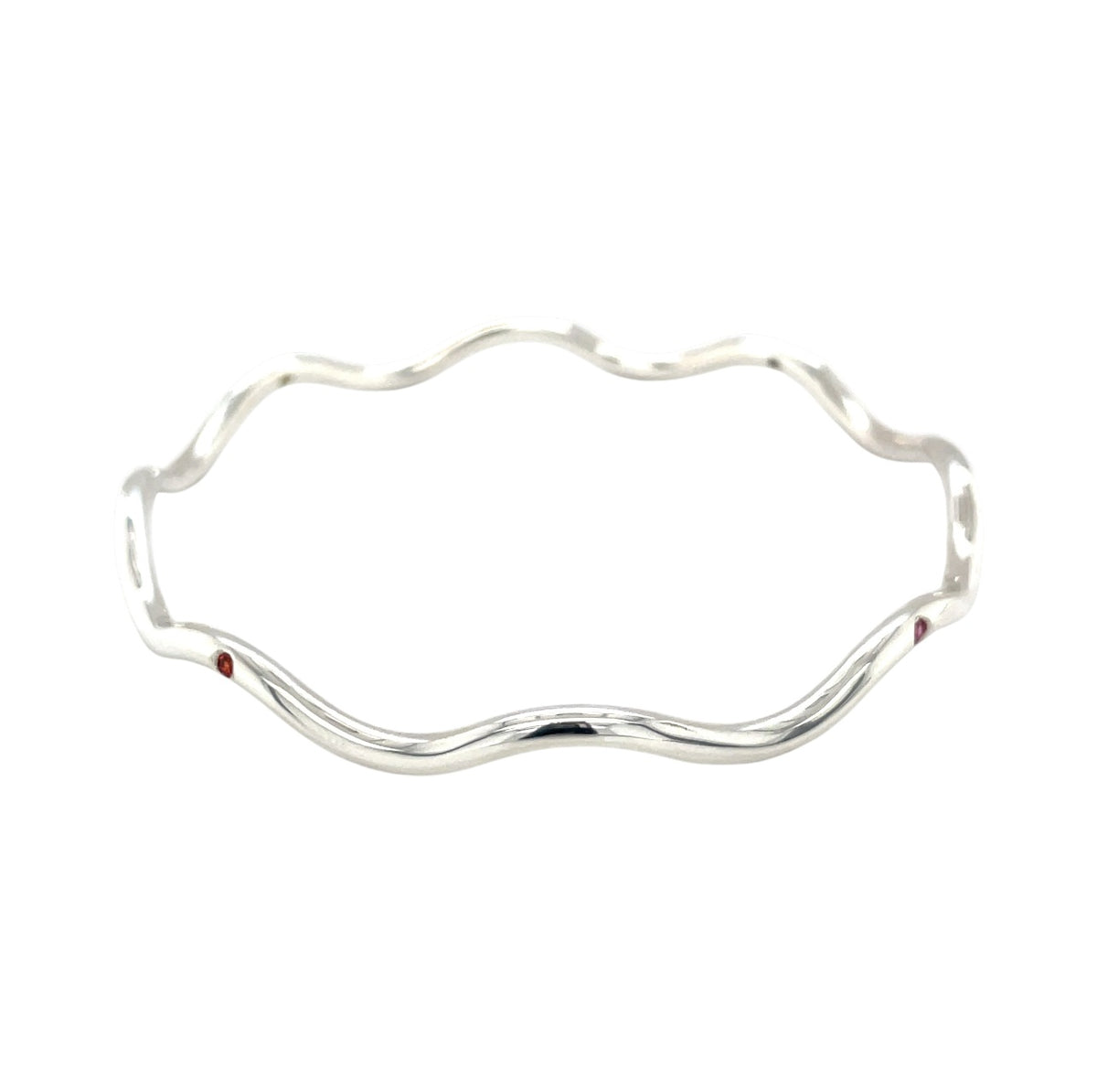 Silver & Multi-Coloured Sapphire Wave Bangle