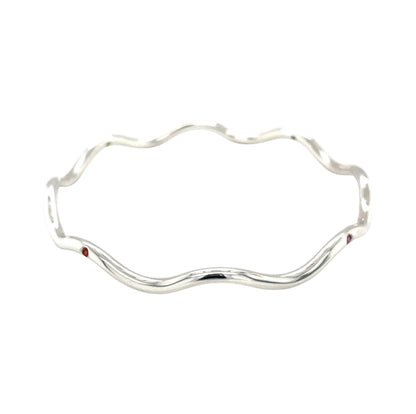 Silver & Multi-Coloured Sapphire Wave Bangle