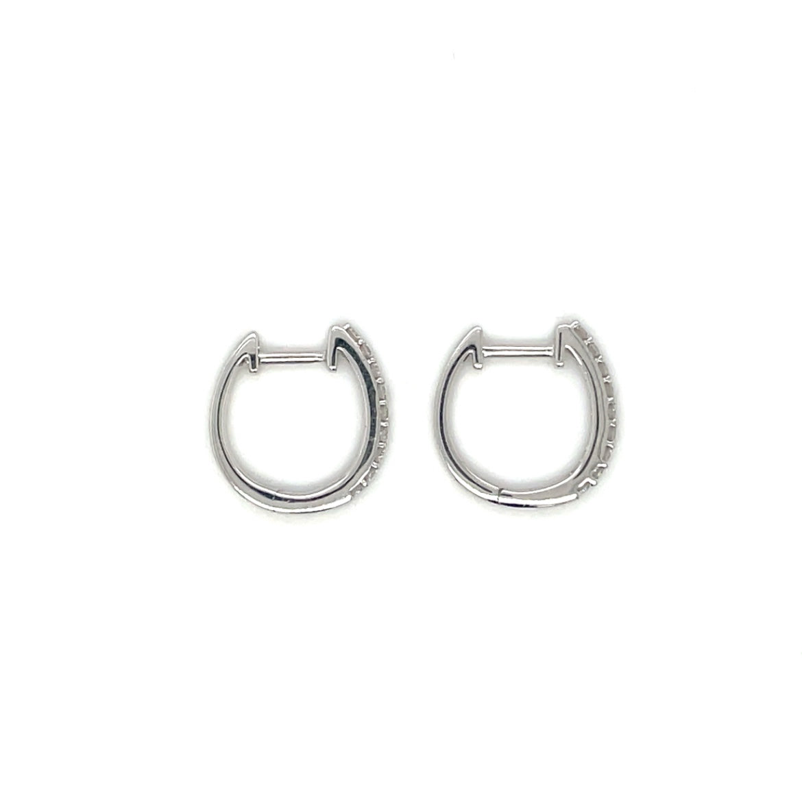 18ct White Gold Diamond Hinged Hoop Earrings