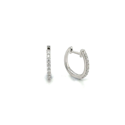 18ct White Gold Diamond Hinged Hoop Earrings