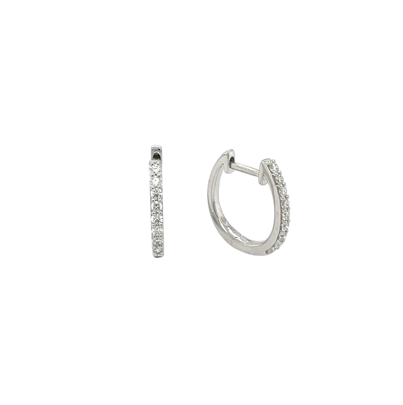18ct White Gold Diamond Hinged Hoop Earrings