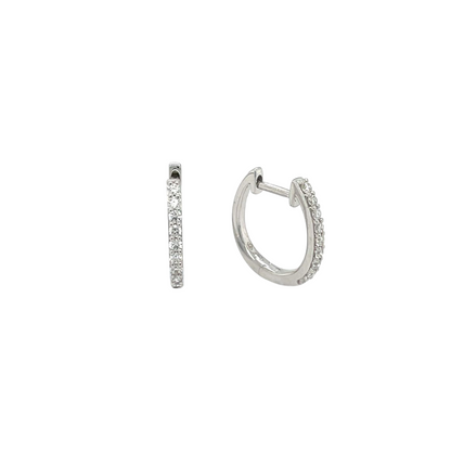 18ct White Gold Diamond Hinged Hoop Earrings