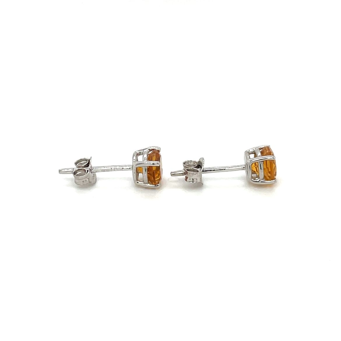 9ct White Gold Citrine Stud Earrings