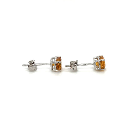 9ct White Gold Citrine Stud Earrings