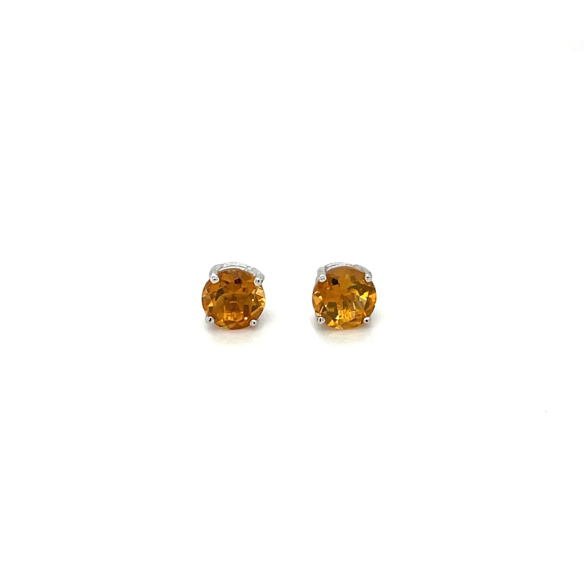 9ct White Gold Citrine Stud Earrings