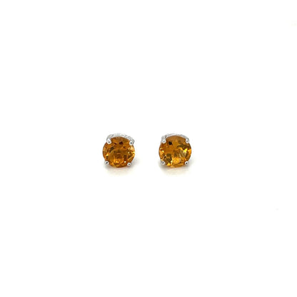 9ct White Gold Citrine Stud Earrings
