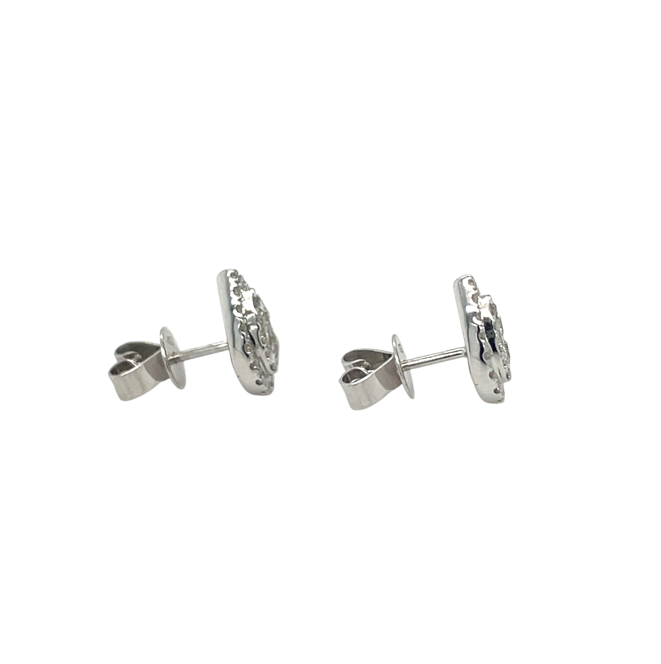 18ct White Gold Diamond Cluster Pear Stud Earrings
