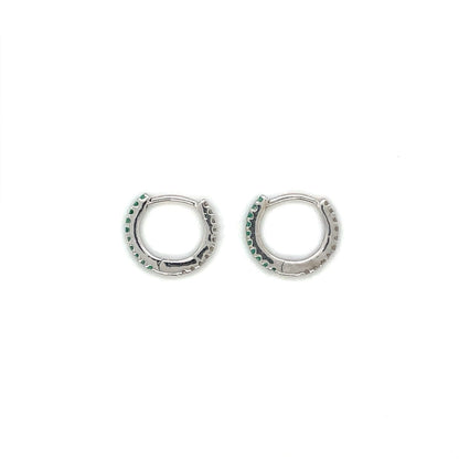 18ct White Gold Emerald & Diamond 'Day-to-Night' Huggie Hoops