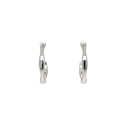 9ct White Gold Wavy Hoop Earrings