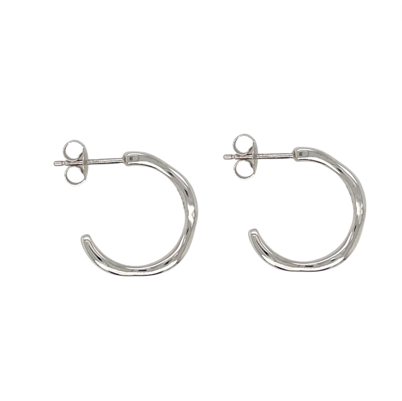 9ct White Gold Wavy Hoop Earrings