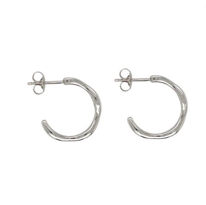 9ct White Gold Wavy Hoop Earrings
