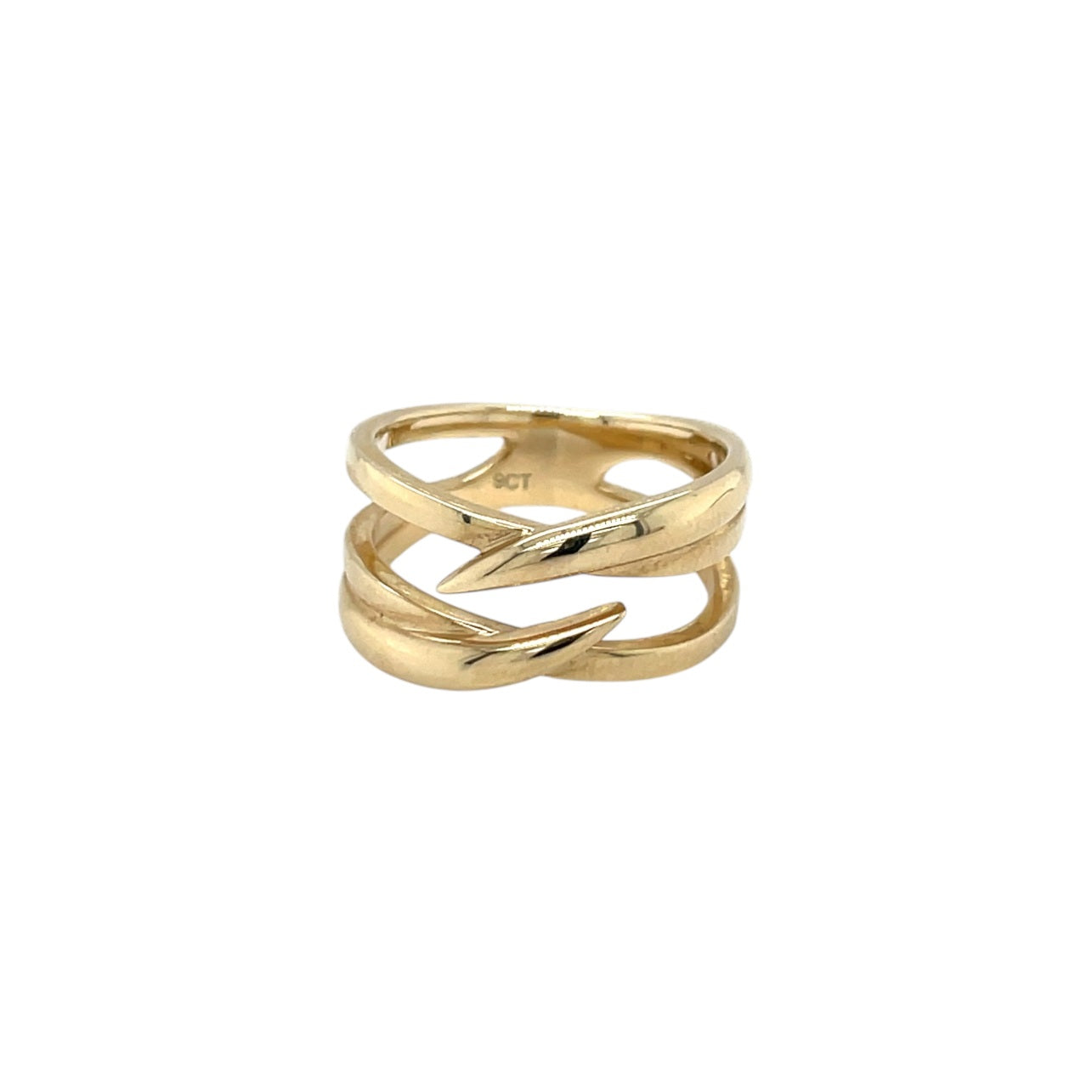 9ct Yellow Gold  Thorn Wide Ring (L1/2)
