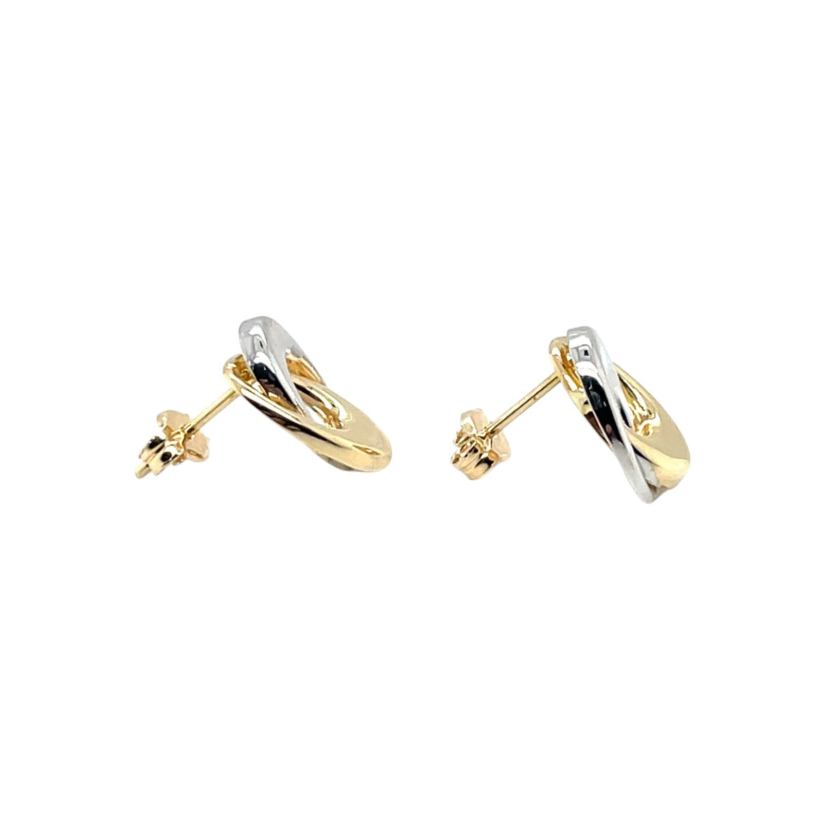 9ct Yellow & White Gold Swirl Earrings