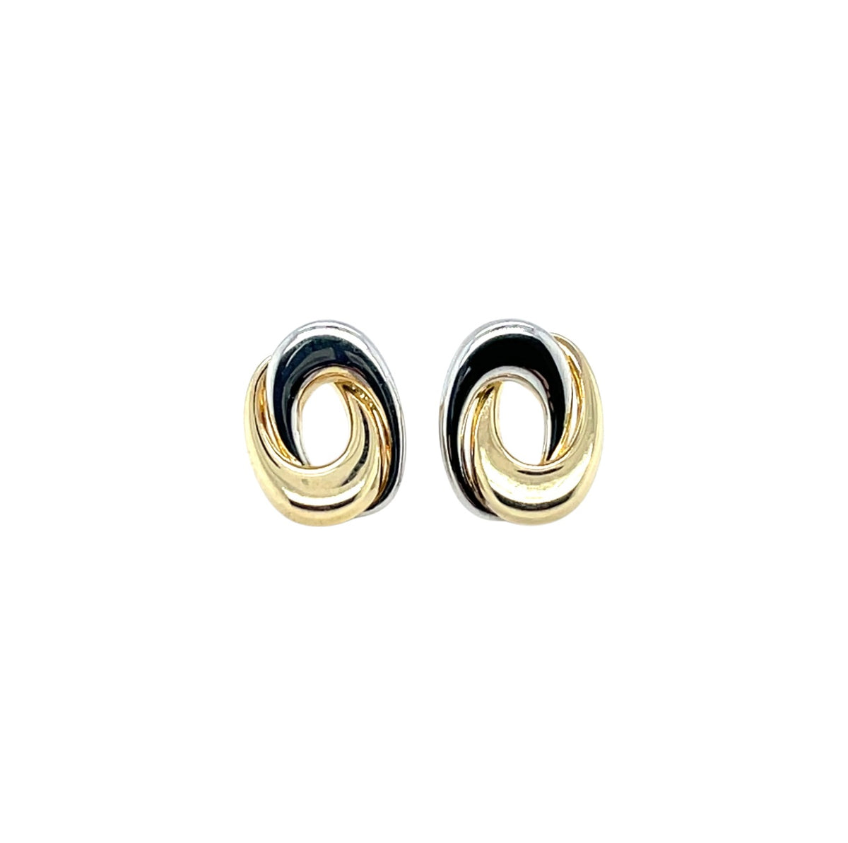 9ct Yellow & White Gold Swirl Earrings