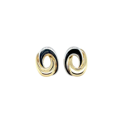 9ct Yellow & White Gold Swirl Earrings