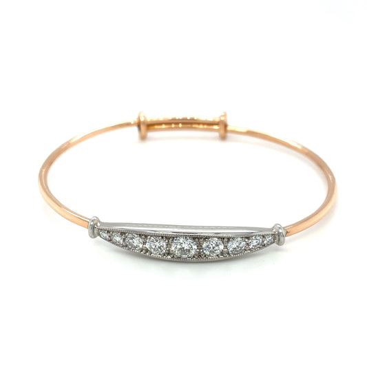 18ct White & Rose Gold Expanding Diamond Bangle
