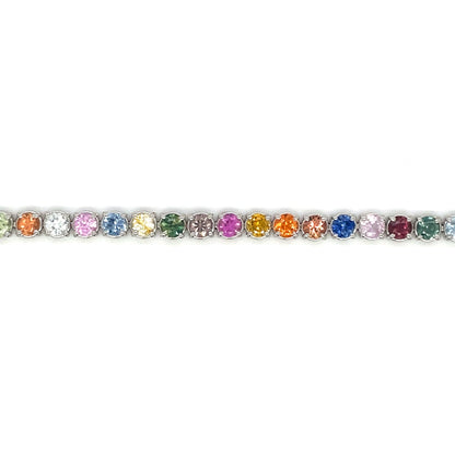 Platinum Multi-Coloured Sapphire Line Bracelet