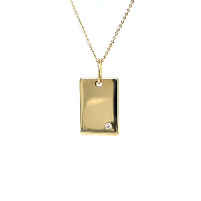 9ct Yellow Gold & Diamond Square Pendant & Chain