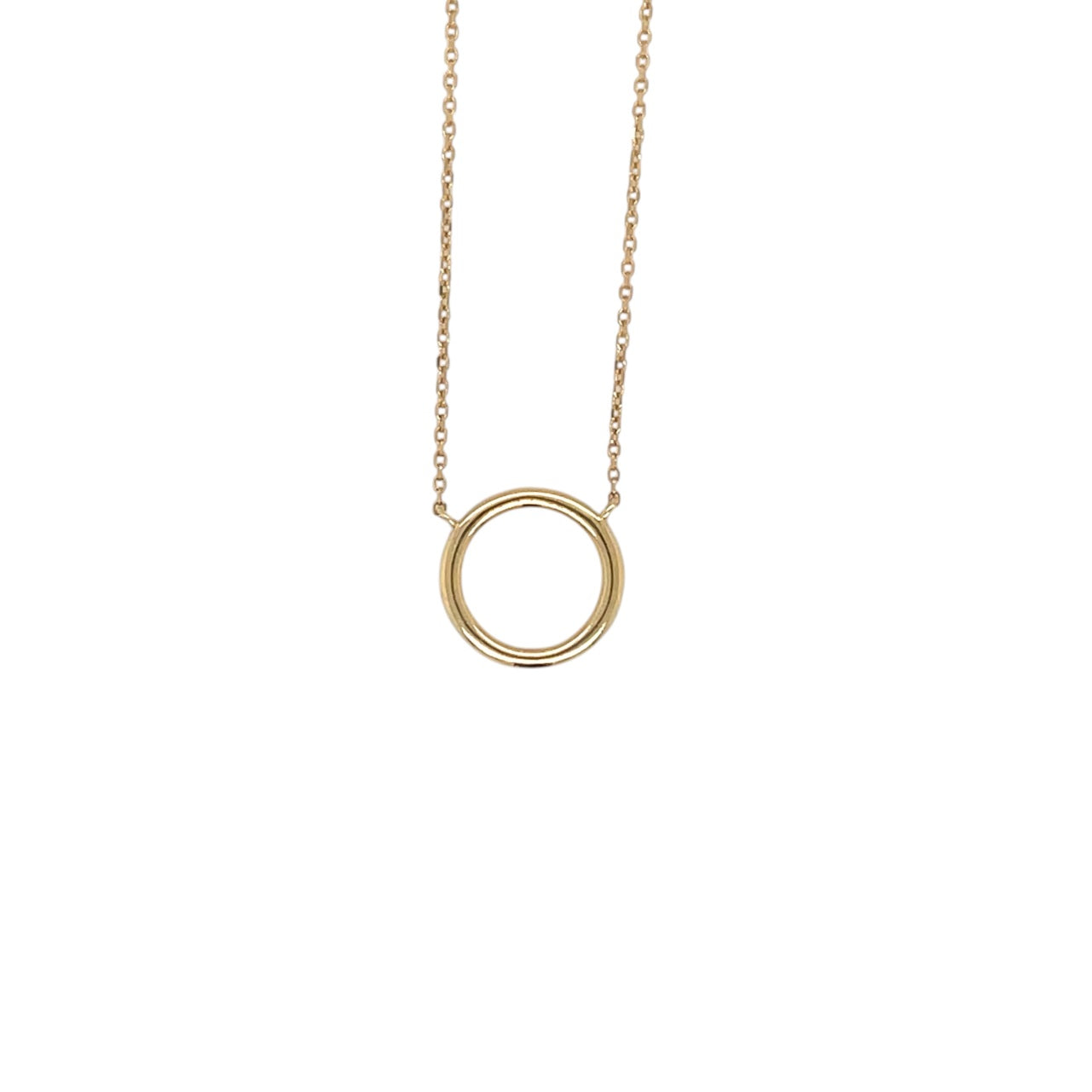 18ct Yellow Gold Diamond Circle Necklace (16-18")