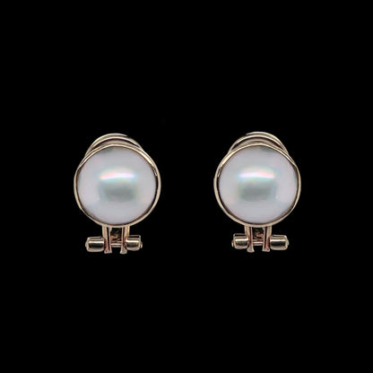Yellow Gold Pearl Clip Earrings