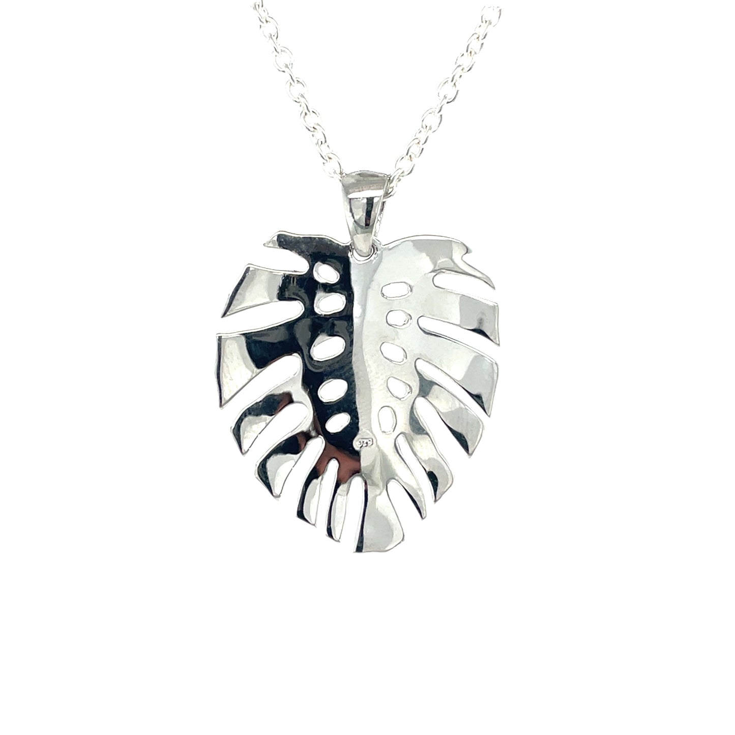 Silver Palm Leaf Pendant & Chain (18")