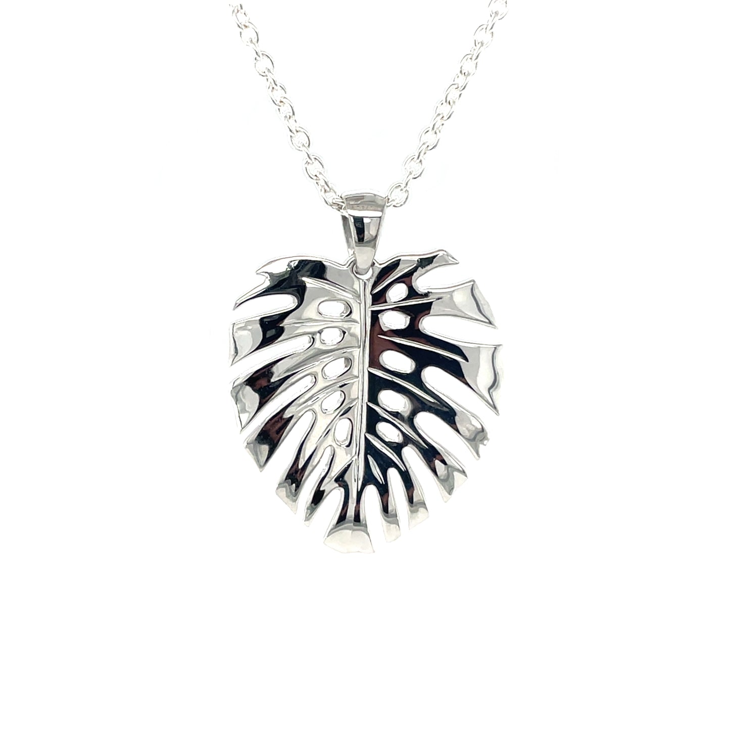 Silver Palm Leaf Pendant & Chain (18")