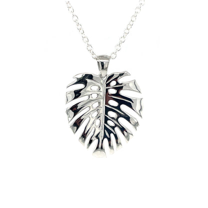 Silver Palm Leaf Pendant & Chain (18")