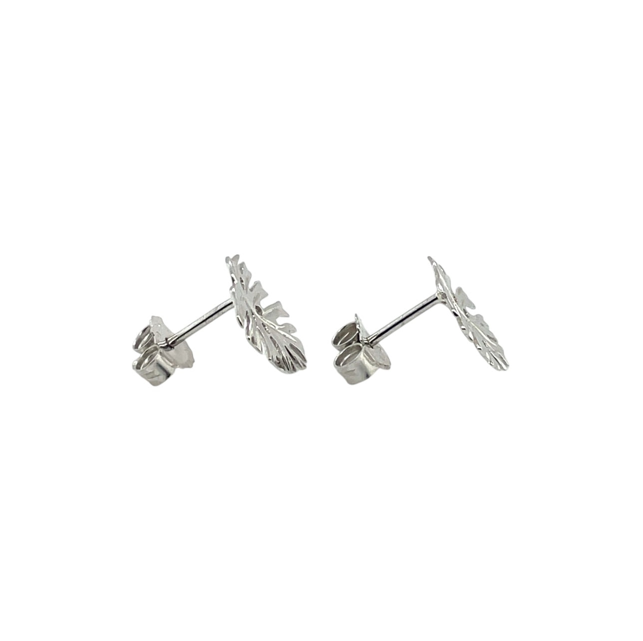 Silver Palm Leaf Stud Earrings