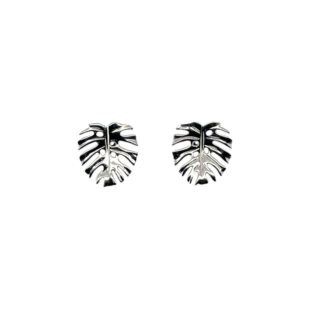 Silver Palm Leaf Stud Earrings