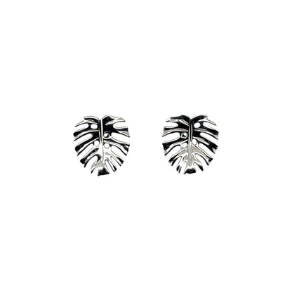 Silver Palm Leaf Stud Earrings