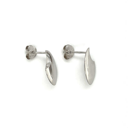 Silver Oval Stud Earrings