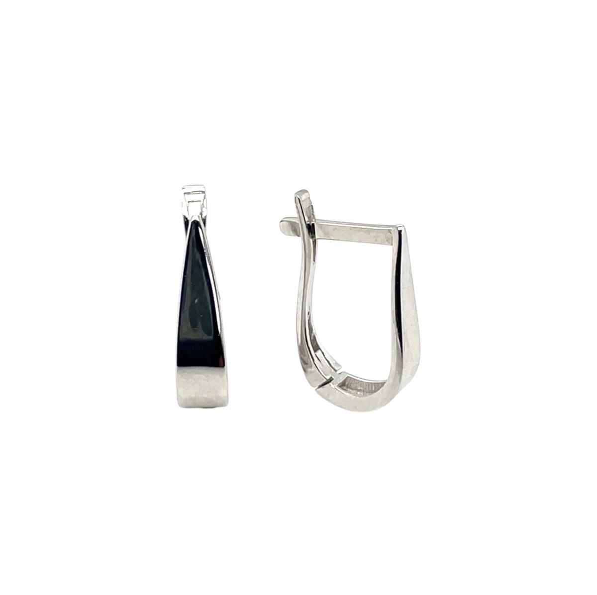 9ct White Gold Stirrup Silhouette Hoop Earrings